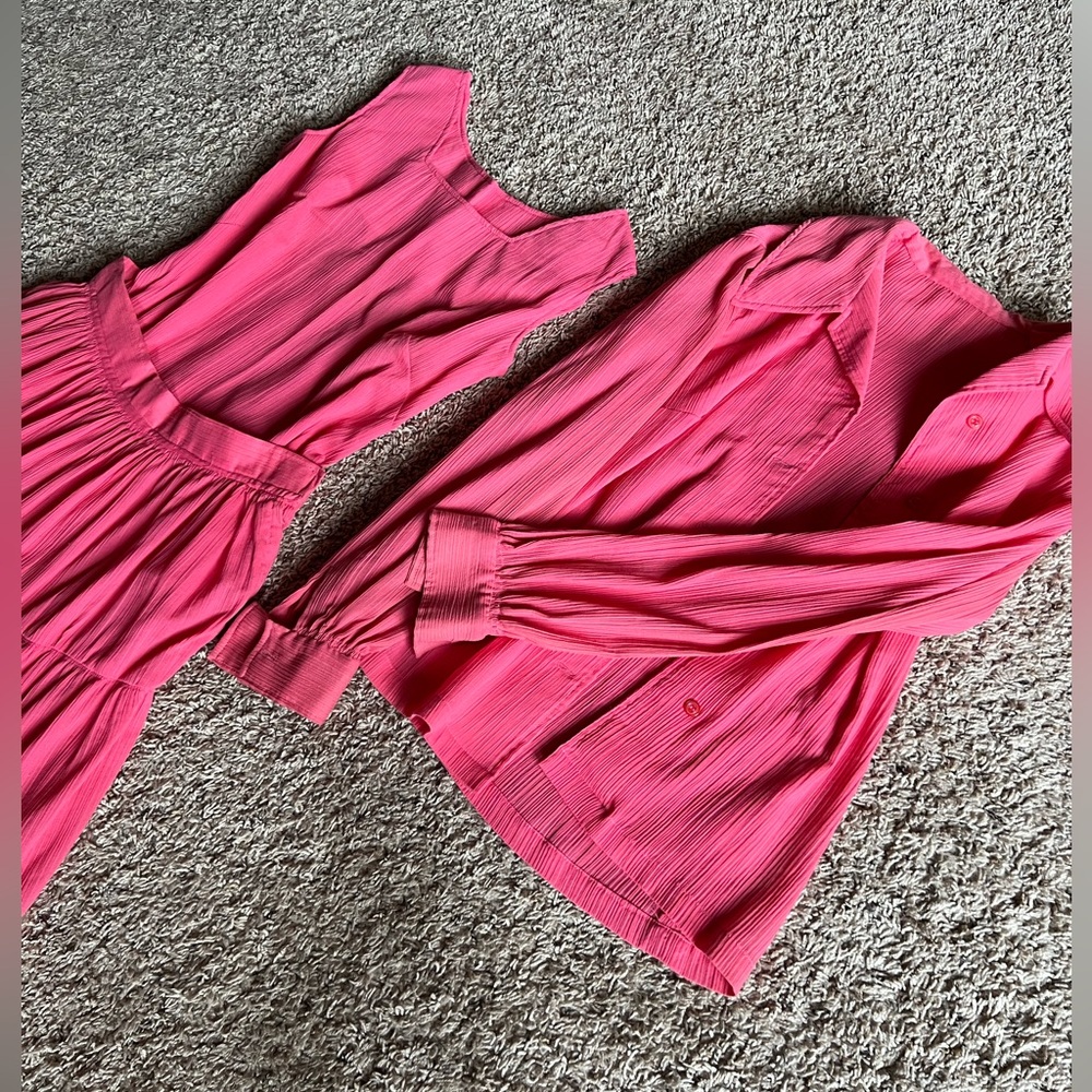 VINTAGE HANDMADE, One-Of-A-Kind Hibiscus Pink Tiered Skirt Set. - Picture 11 of 16